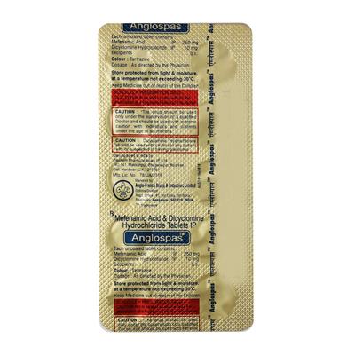 Anglospas 10/250mg Tablet 10'S - Muscle Cramps/Spasticity-Ant