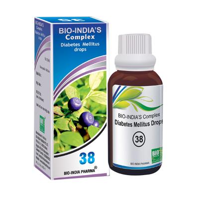 Bio-India's Diabetes Mellitus Drops 38 30 ml - Homeopathic Drops