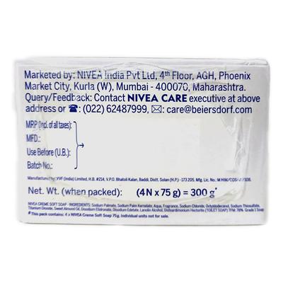 NIVEA CREME SOFT SOAP (Pack of 4 x 75 gm) - Shower Gels & Body Wash