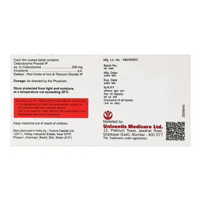 PRODITIL 200mg Tablet 10's - Bacterial Infections-Cep