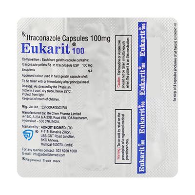 EUKARIT 100 Capsule 4's - Fungal Infections-Anf