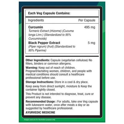 NourishVitals Curcumin 500 mg Veg Capsule 60's - Herbal Dietary Supplement
