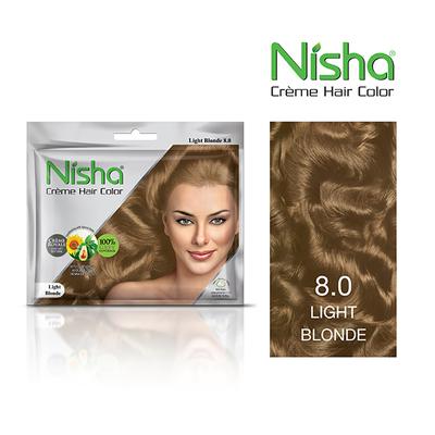 Nisha Creme Hair Color - 8.0 Light Blonde 40 gm - Crème