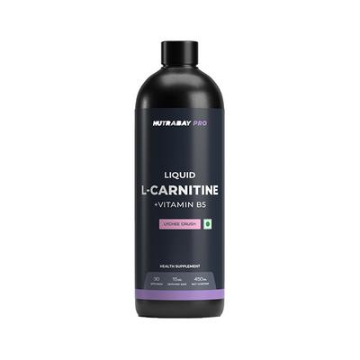 Nutrabay Pro L Carnitine +Vitamin B5 Liquid - Lychee Crush 450 ml - Amino Acids