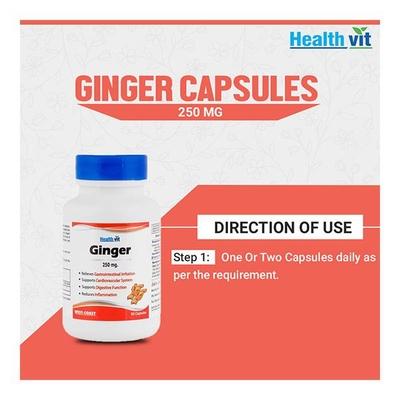 HealthVit Ginger 250 mg Capsule 60's - Herbal Dietary Supplement