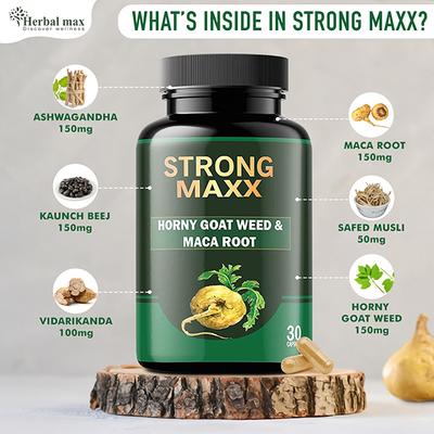 Herbal Max Strong Maxx Horny Goat Weed & Maca Root Capsule 30's - Sexual Care