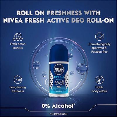 Nivea Men Roll On Deodorant - Fresh Active 50 ml - Men Deodorants/Roll-Ons