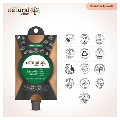 Natural Vibes Ayurvedic 4-in-1 Shower Gel Travel Essential Kit 30 ml - Shower Gels & Body Wash