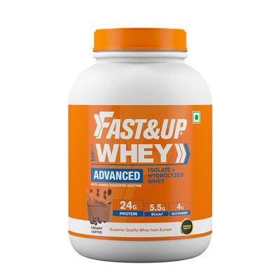 Fast&Up Whey Advanced Protein Powder - Creamy Coffee Flavour 1824 gm - Workout Essentials