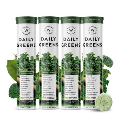 Wellbeing Nutrition Daily Greens Effervescent Tablet (Pack of 4 x 15's) - Herbal Dietary Supplement