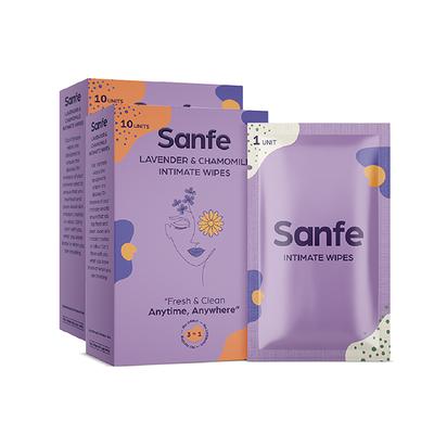 Sanfe 3 IN 1 Intimate Wipes - Lavender & Chamomile (Pack of 20) - Intimate Care