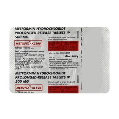 Metofix XL 500mg Tablet 10'S - Diabetes-Ant