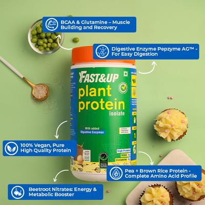 Fast&Up Plant Protein Powder - Vanilla Cupcake Flavour 420 gm - Whey Proteins