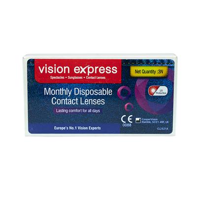 Vision Express Contact Lens Monthly Disposable Hydrogel - (-1) Spherical - Eyecare Lenses