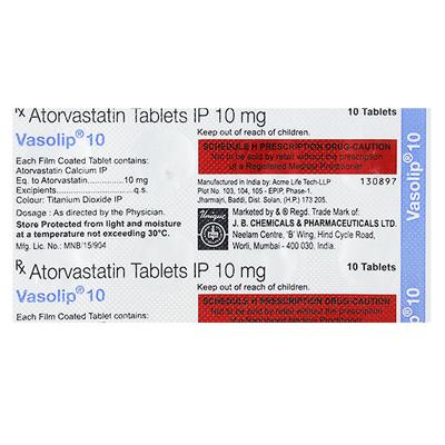 VASOLIP 10 Tablet 10's - High Cholesterol-Dys