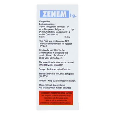 ZENEM 1gm Injection 1's - Bacterial Infections-OBL