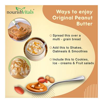 NourishVitals Original Peanut Butter (Creamy with Omega-3) - Unsweetened 750 gm - Nutritional Bars