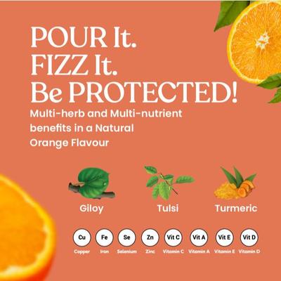 Kapiva Warrior Fizz Drink Powder - Orange Flavour (Pack of 20 x 5 gm) - Health Products