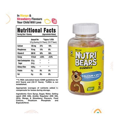 NUTRIBEARS CALCIUM WITH VITAMIN D GUMMY BEARS - Calcium And Minerals
