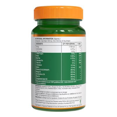 Pure Nutrition Omega 3 5 6 7 9 with Seabuckthorn oil 1000 mg Veg Softgels 30's - Omega Fish Oil Fatty Acids