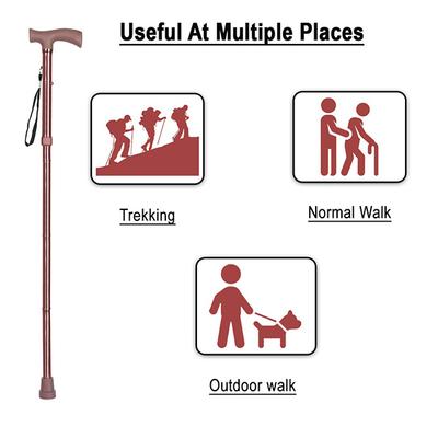 MCP Jindal Height Adjustable Walking Stick - Brown - Wheelchairs & Walking Sticks