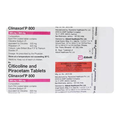 CLINAXON P 800mg Tablet 10's - Nootropics And Neurotrophics