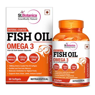 St.Botanica Enteric-Coated Fish Oil Omega 3 Softgels 60's - Omega Fish Oil Fatty Acids