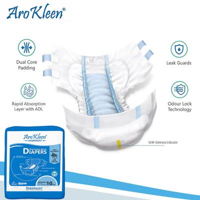 AroKleen Overnight Disposable Adult Diapers (M) (71.1 cm - 101.6 cm) (Pack of 3 x 10's) 1's - Adult Diapers & Pads
