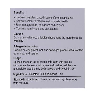 Nutriwish Roasted Pumpkin Seeds 200 gm - Nutritional Bars