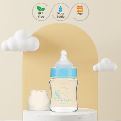 R for Rabbit - First Feed Glass Feeding Bottle 150 ml - Lake Blue - Feeding & Nursing