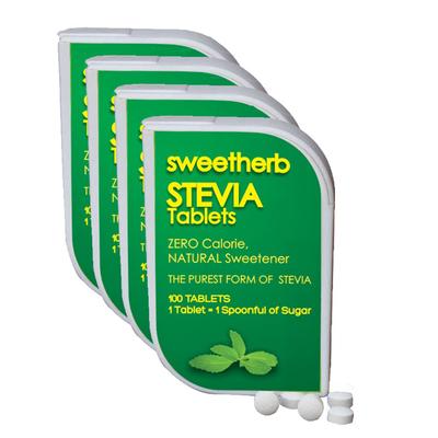 Sweetherb Stevia Sugarfree Tablet (Pack of 4 x 100's) - Sugar Substitutes (Fitness)