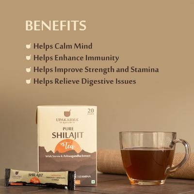 Upakarma Ayurveda Pure Shilajit Tea Sachet (Pack of 20 x 1000 mg) - Teas