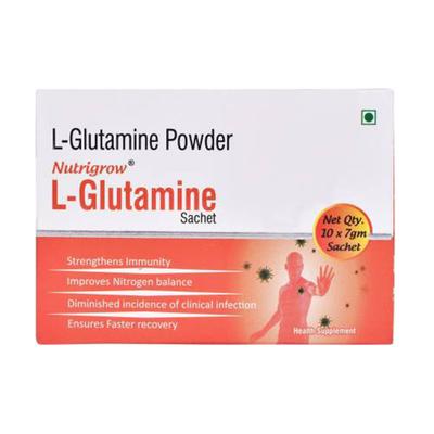 Nutrigrow L-Glutamine Sachet (Pack of 10 x 7 gm) - Calcium And Minerals