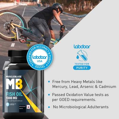 MuscleBlaze Fish Oil 1000 mg Capsules 90's - Omega Fish Oil Fatty Acids