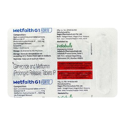 METFAITH G1 FORTE Tablet 10's - Diabetes-Ant