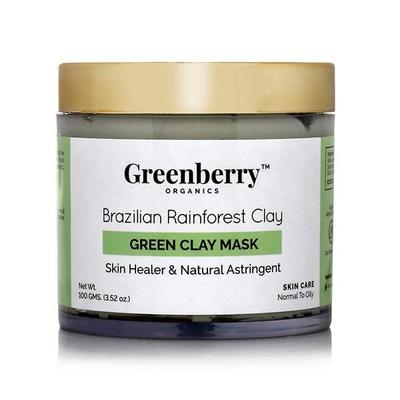 Greenberry Organics Brazilian Rainforest Green Clay Mask 100 gm - Masks & Peels