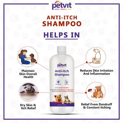Petvit Anti Itch Shampoo - For All Breeds Dogs & Cats 1000 ml - Pet Grooming