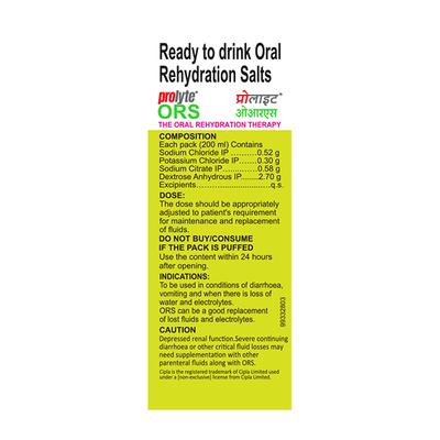Prolyte ORS Liquid -Nimbu Paani 200 ml - Oral Rehydration (Ors)