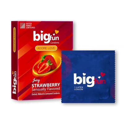 Bigfun Condoms - Juicy Strawberry 3's - Plain/Flavoured Condoms