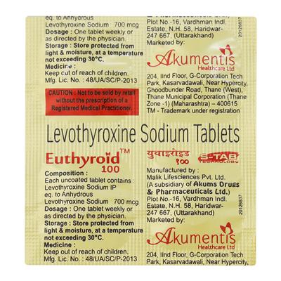 Euthyroid 100mcg Tablet 4'S - Hypothyroidism