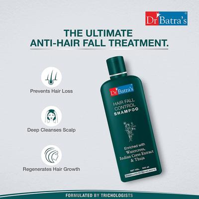 Dr Batra's Hair Fall Control Shampoo 500 ml + Hair Oil 200 ml + Hair Fall Control Serum 125 ml - Hair Treatment