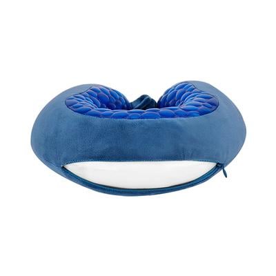VIAGGI U Shape Cooling Gel Silicon Memory Foam Travel Neck Pillow - Blue - Pads And Pillows