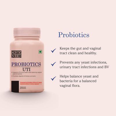 Sheneed Probiotics UTI Capsule - Pack of 2 x 60's - Digestive Health