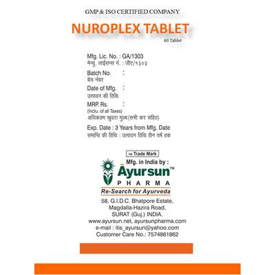 Ayursun Nuroplex Tablet 60's - Speciality Medicines