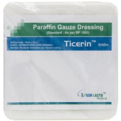 Ticerin Paraffin Gauze Dressing (10 cm x 10 cm) 20's - Bandages