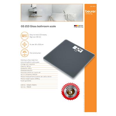 Beurer Digital Weighing Glass Scale (GS 213) - Weighing Scale