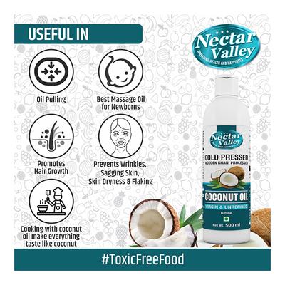 Nectar Valley Cold Pressed Virgin Coconut Oil 500 ml - Health Products