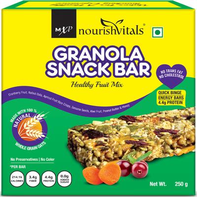 NourishVitals Granola Snack Bar - Healthy Fruit Mix (5 Bars) 250 gm - Nutritional Bars