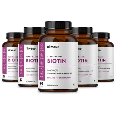 Nirvasa Plant Based Biotin Tablet (Pack of 5 x 60's) 1's - Hair & Skin
