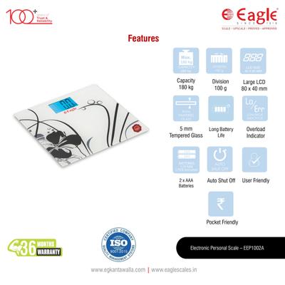 Eagle Digital Weighing Scale Slim Design (EEP-1002A) - White - Health Monitors And Equipment